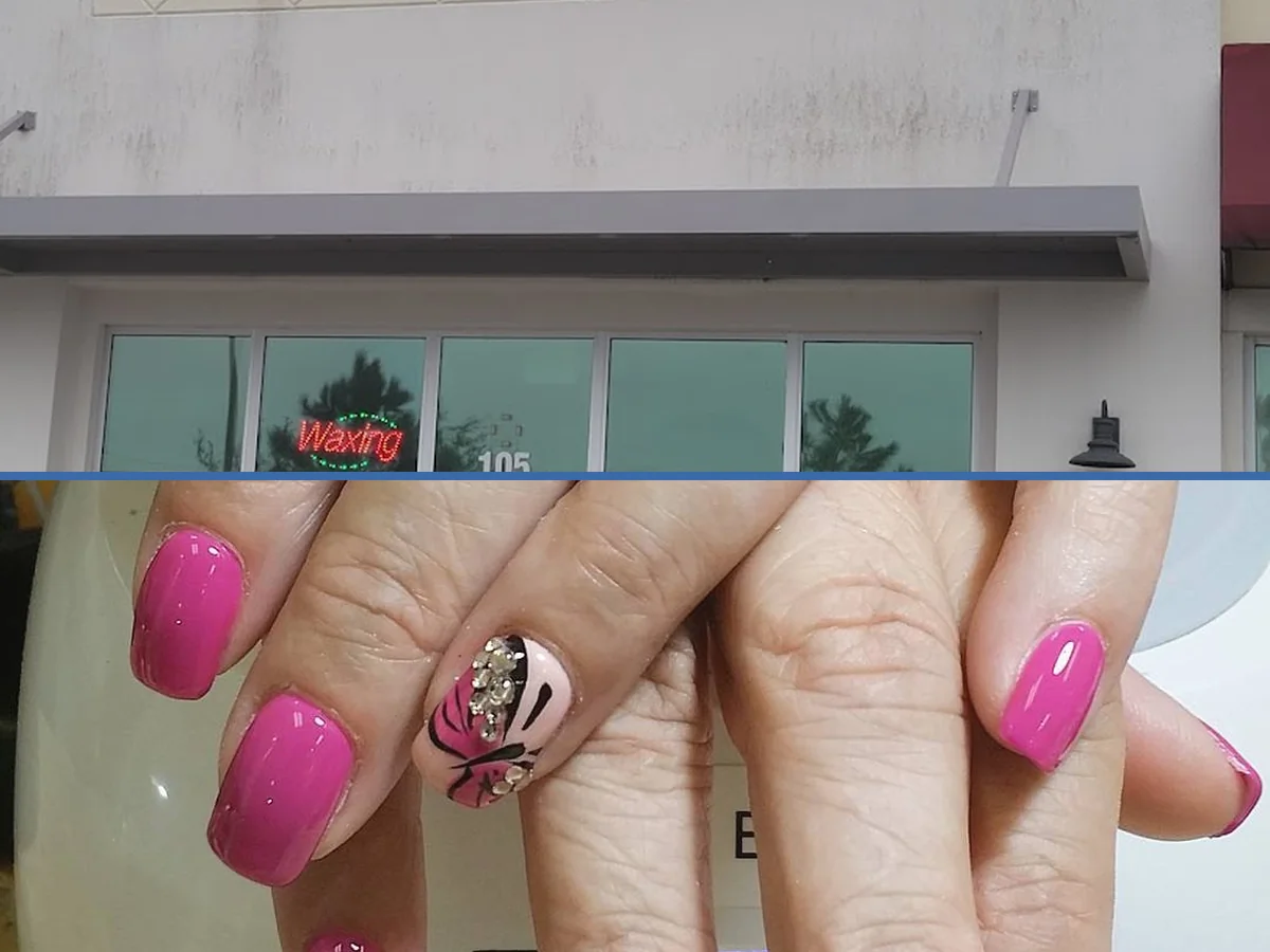 Manicured nails with glossy polish.